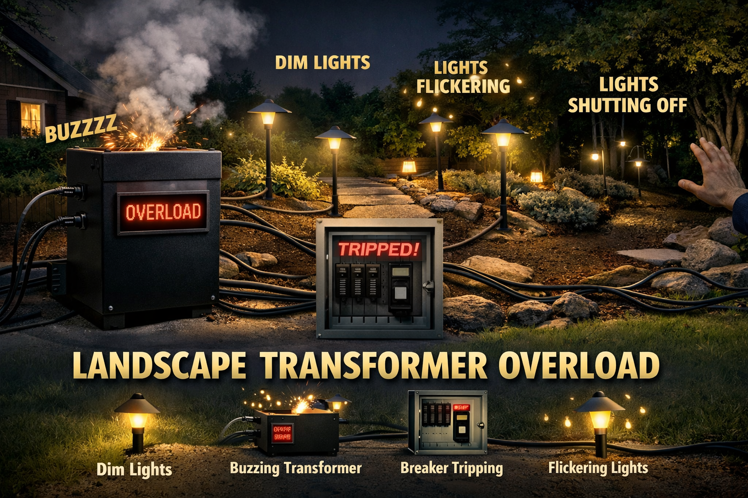 landscape lighting transformer overloaded with too many outdoor lights
