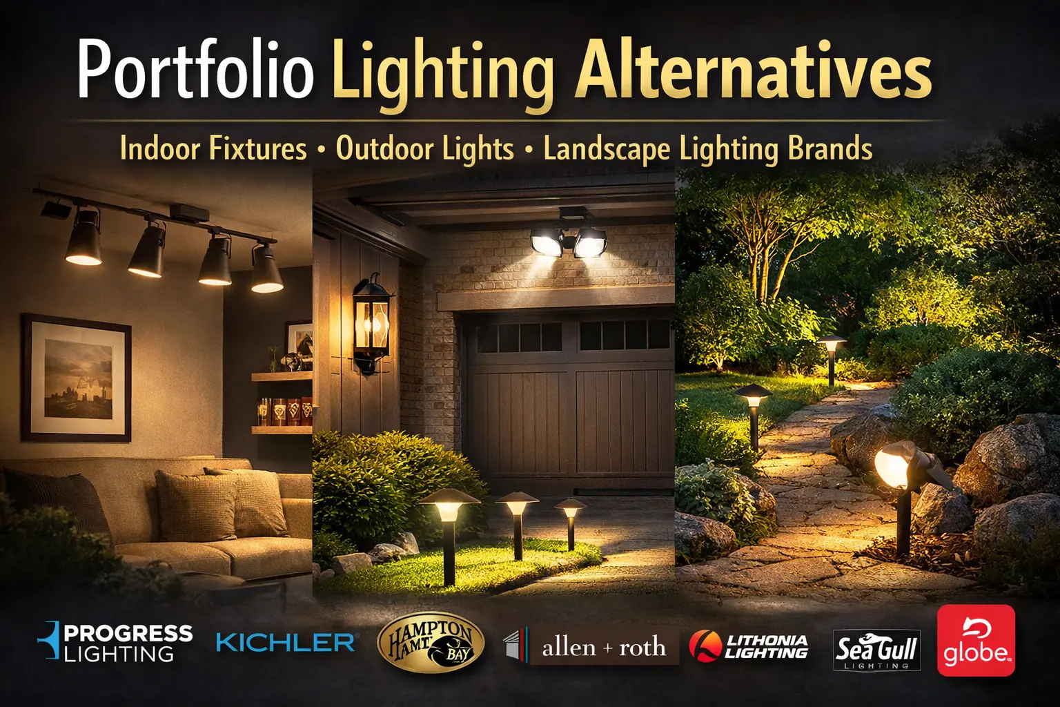 Portfolio lighting alternatives for indoor fixtures, outdoor lights, and landscape lighting brands