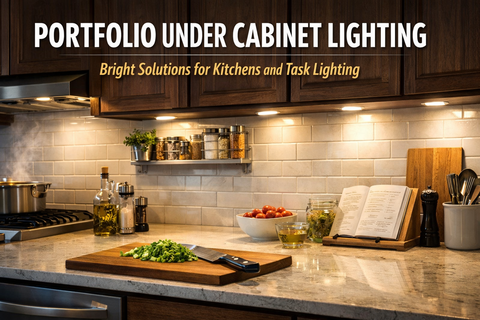 Portfolio under cabinet lighting for kitchen task lighting and illuminated work surfaces