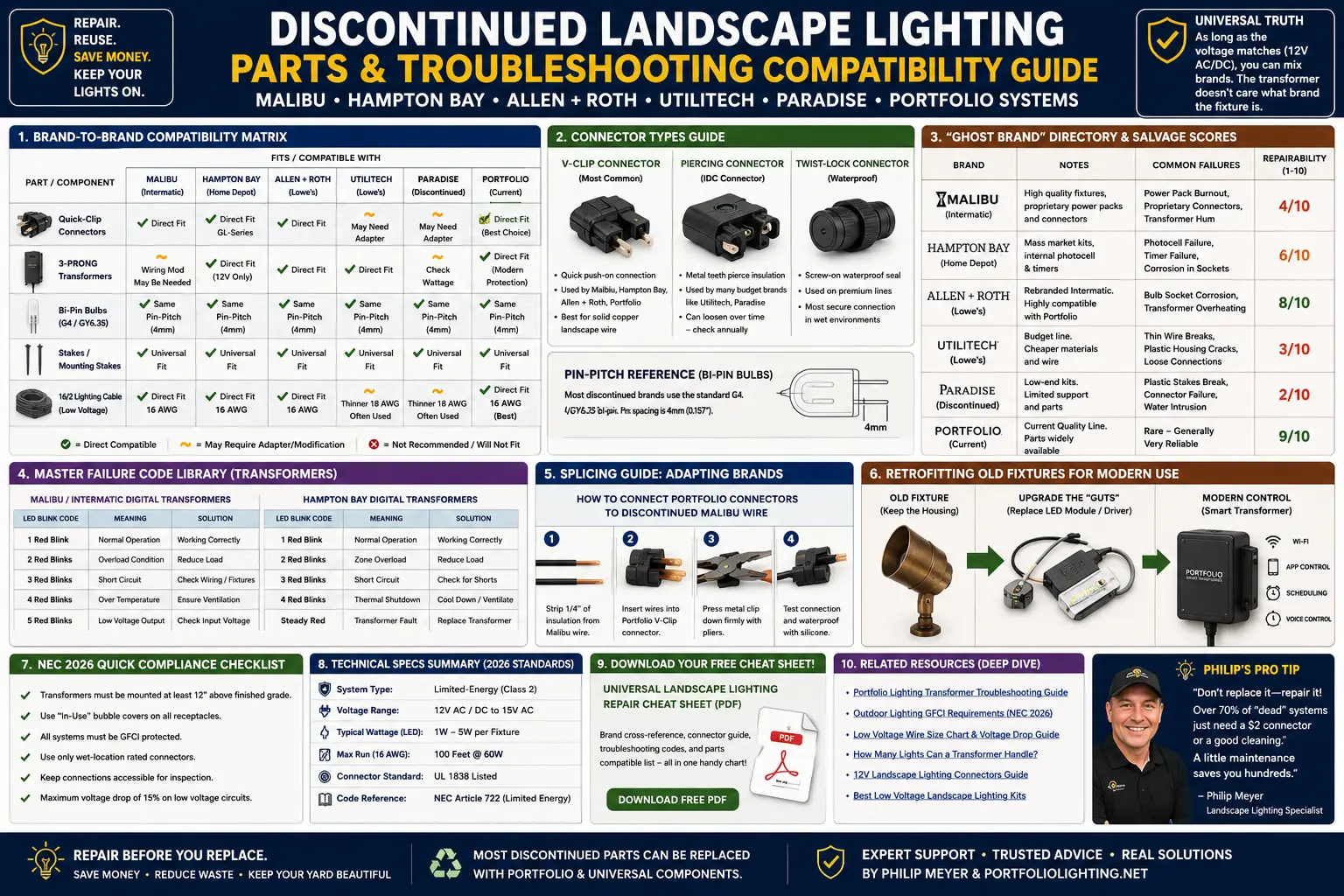 Discontinued landscape lighting parts and troubleshooting compatibility for Malibu Hampton Bay allen roth Utilitech Paradise and Portfolio systems