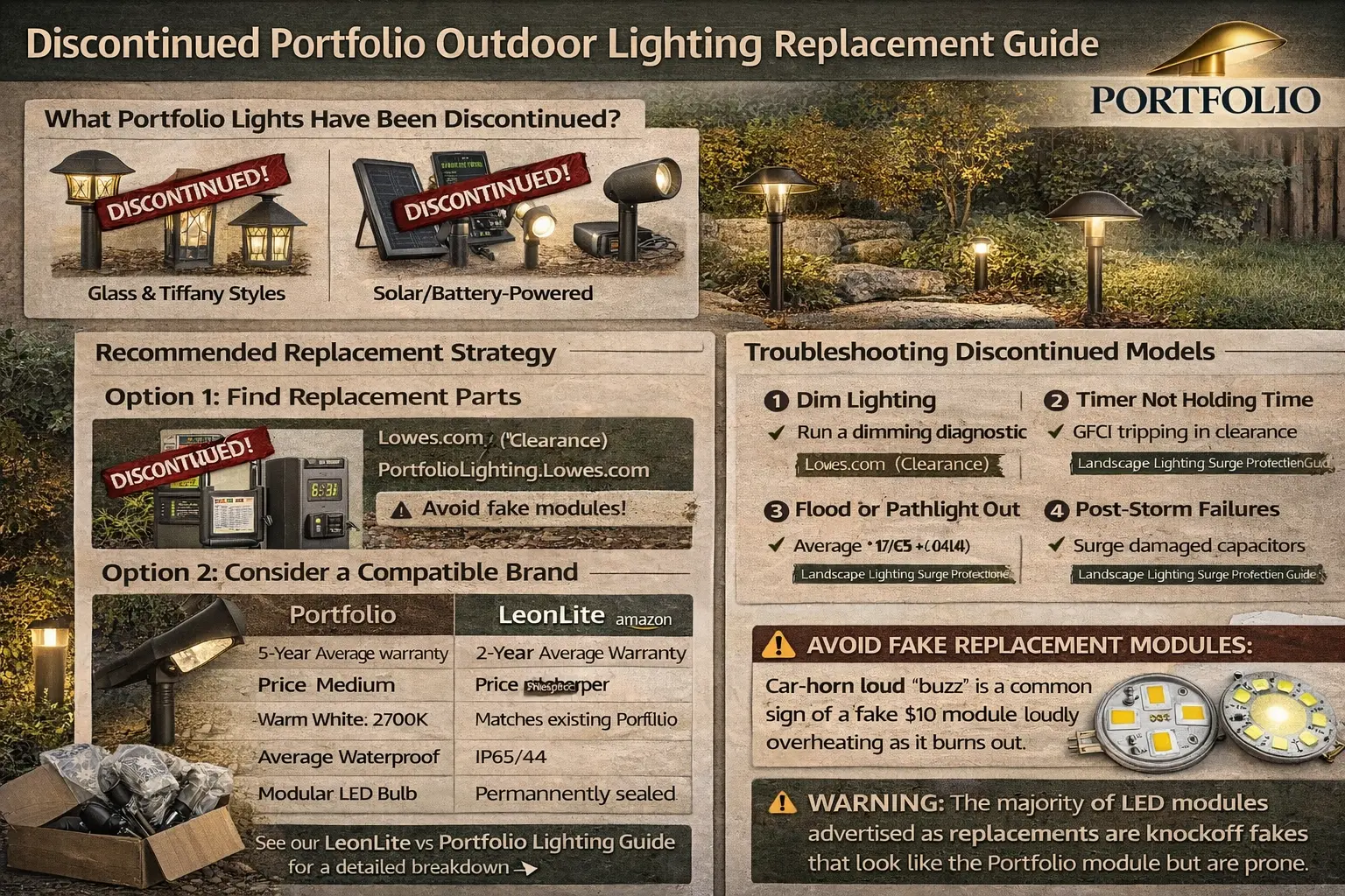 Discontinued Portfolio lighting fixtures and replacement parts help