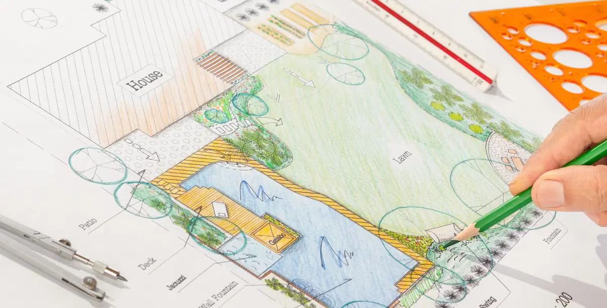 How to plan landscape lighting installation sketch with property layout