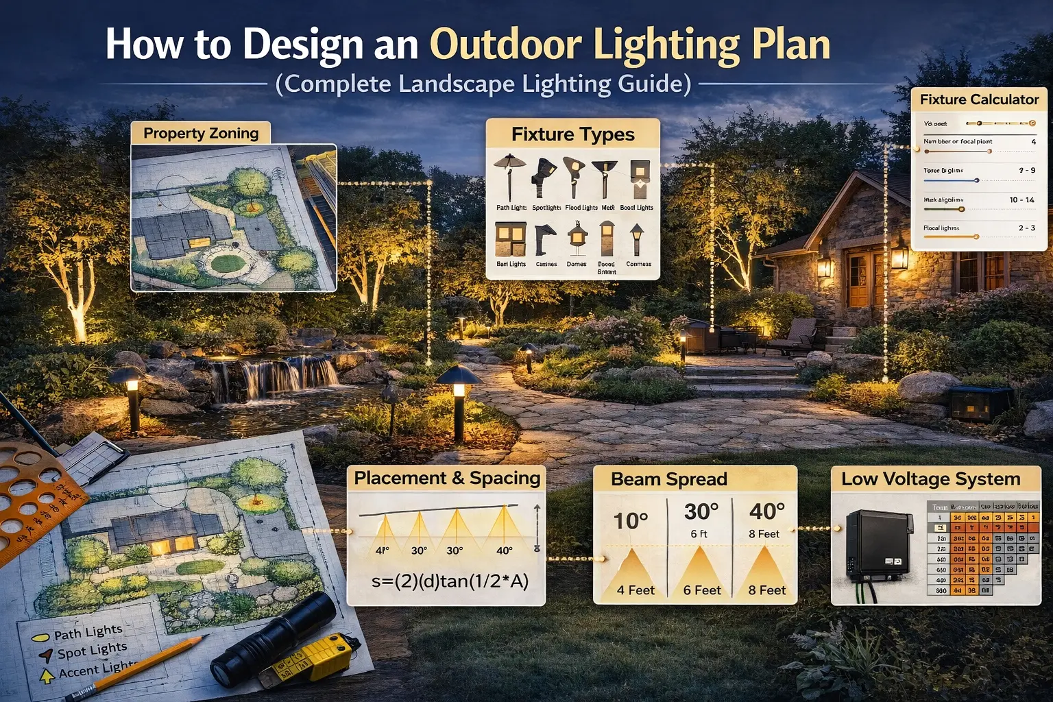 Kitchen lighting layout example diagram with general lighting and task lighting zones
