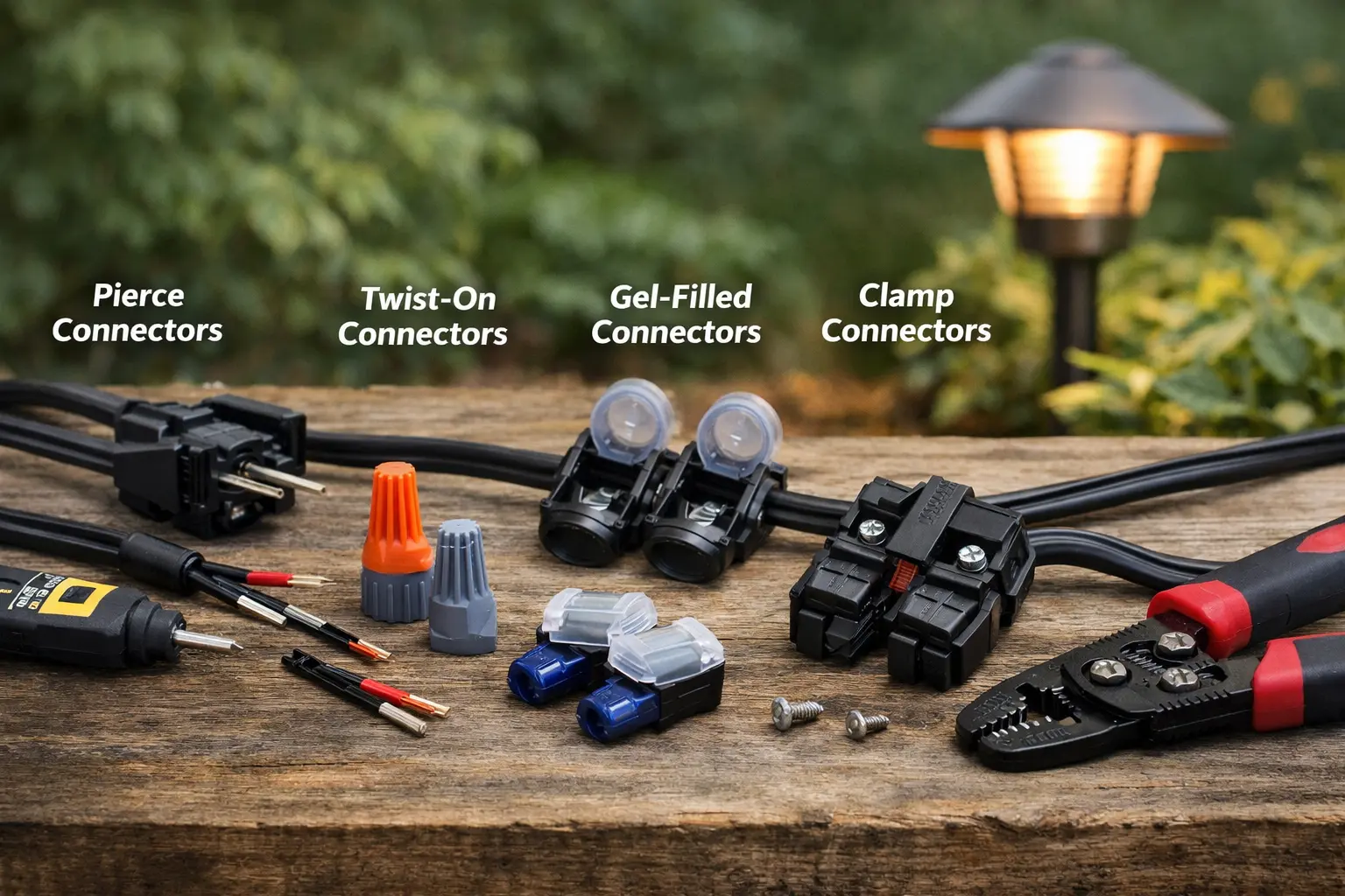 low voltage landscape lighting connectors for outdoor lighting cables
