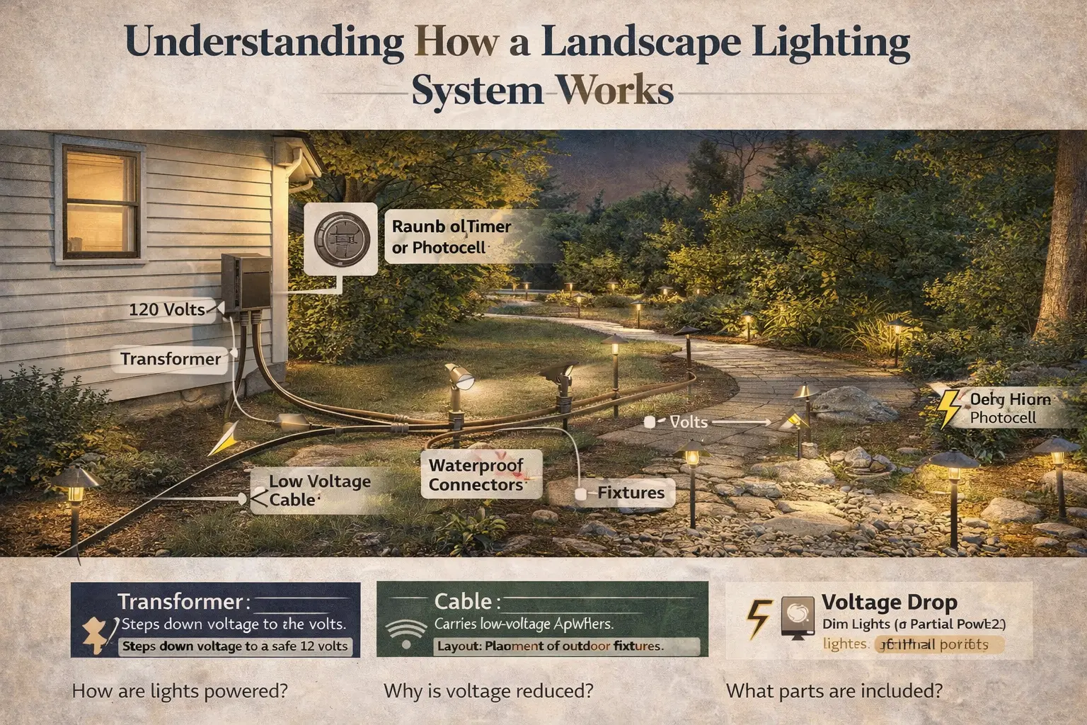 diagram showing how landscape lighting system works