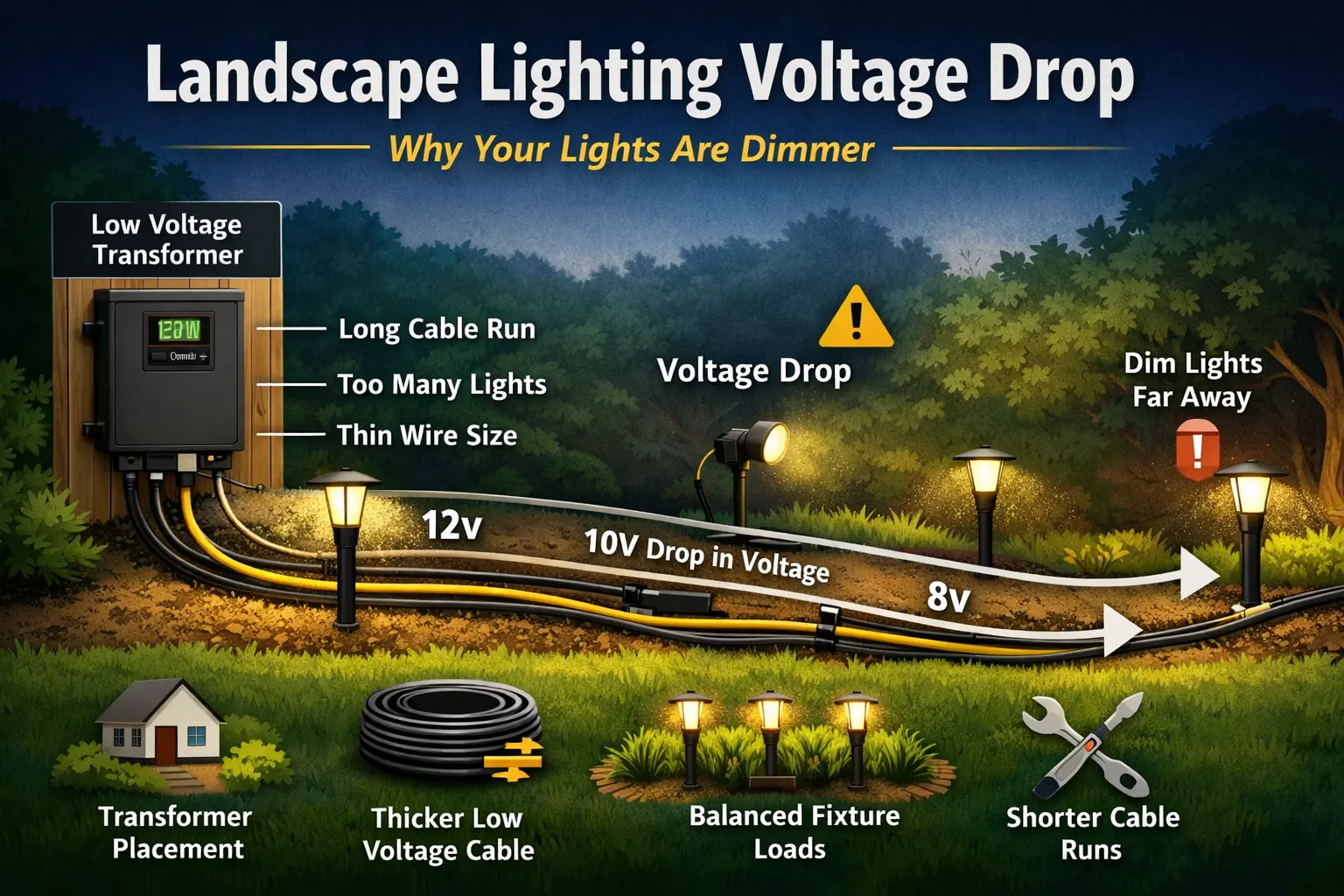 Portfolio path lights installed along an outdoor walkway