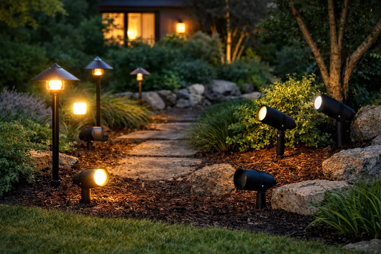 landscape lights blinking on and off in outdoor low voltage lighting system