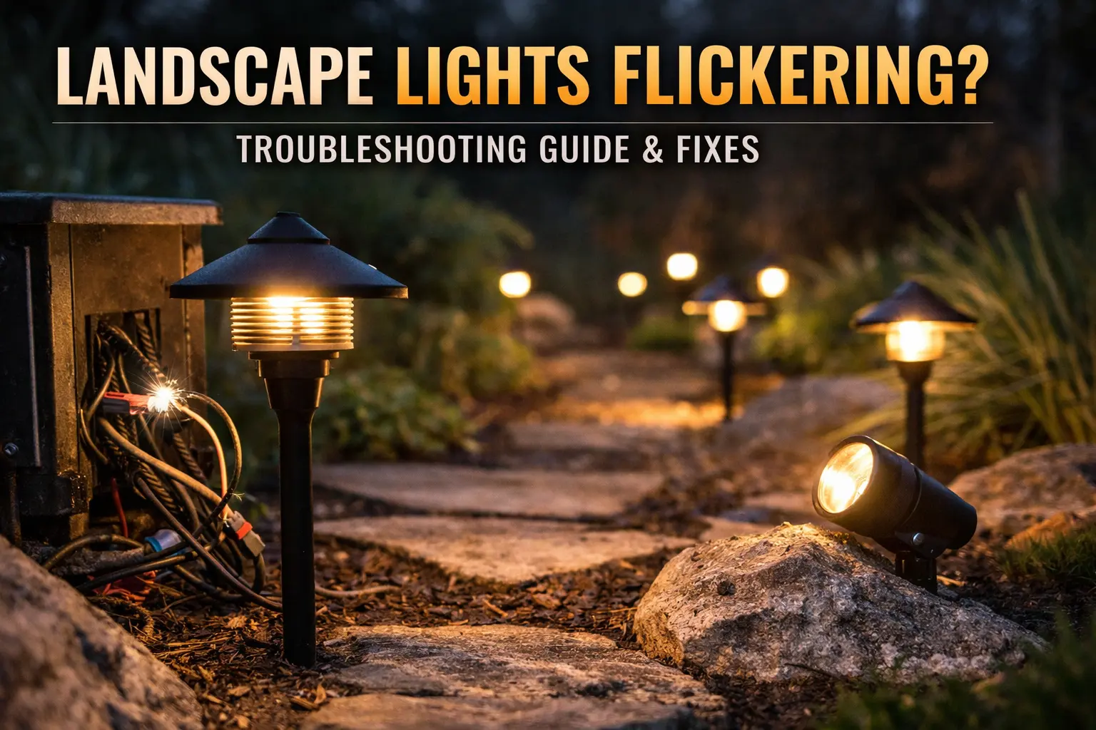 diagram showing causes of flickering landscape lights wiring transformer voltage drop