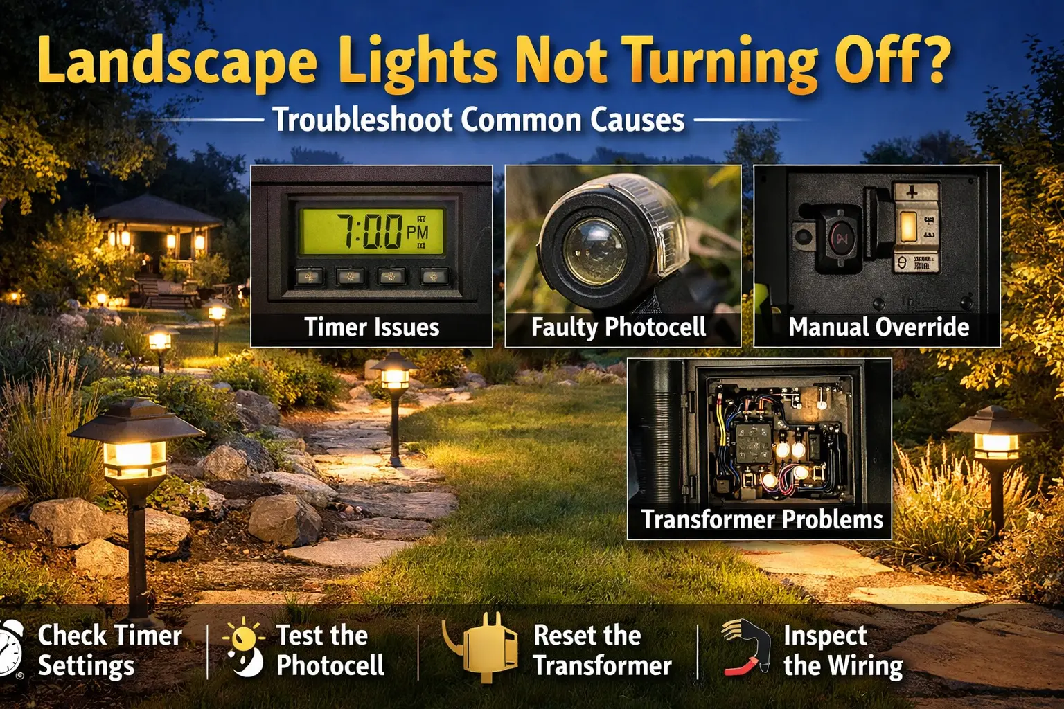landscape lights not turning off in outdoor low voltage lighting system
