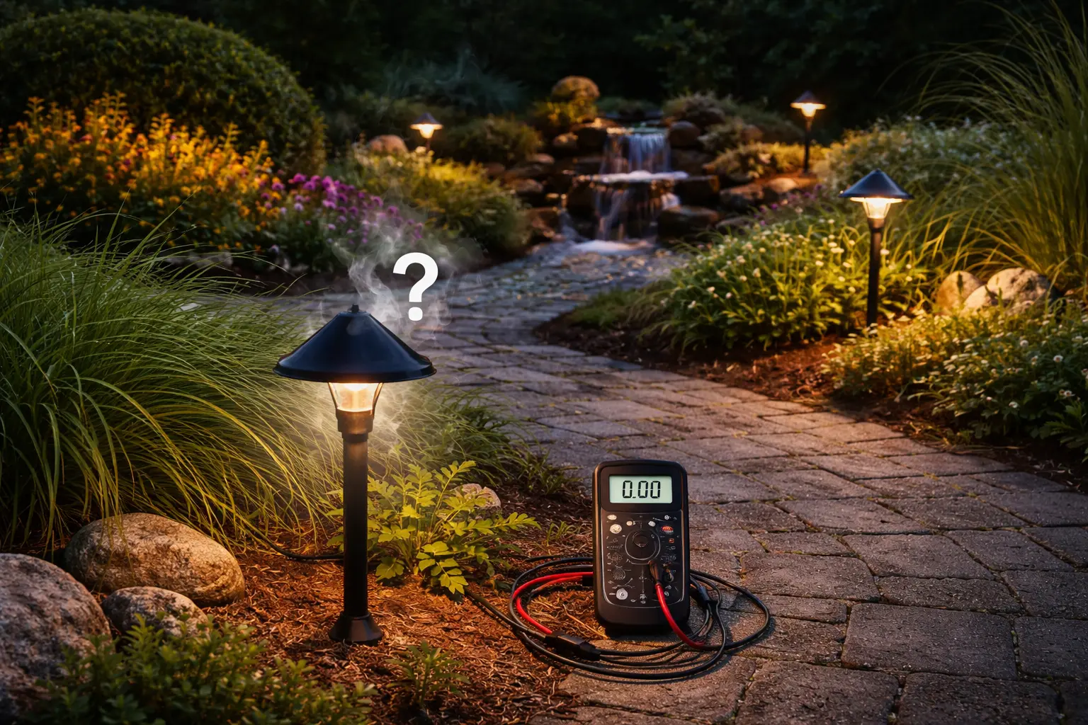diagram showing landscape lighting troubleshooting steps