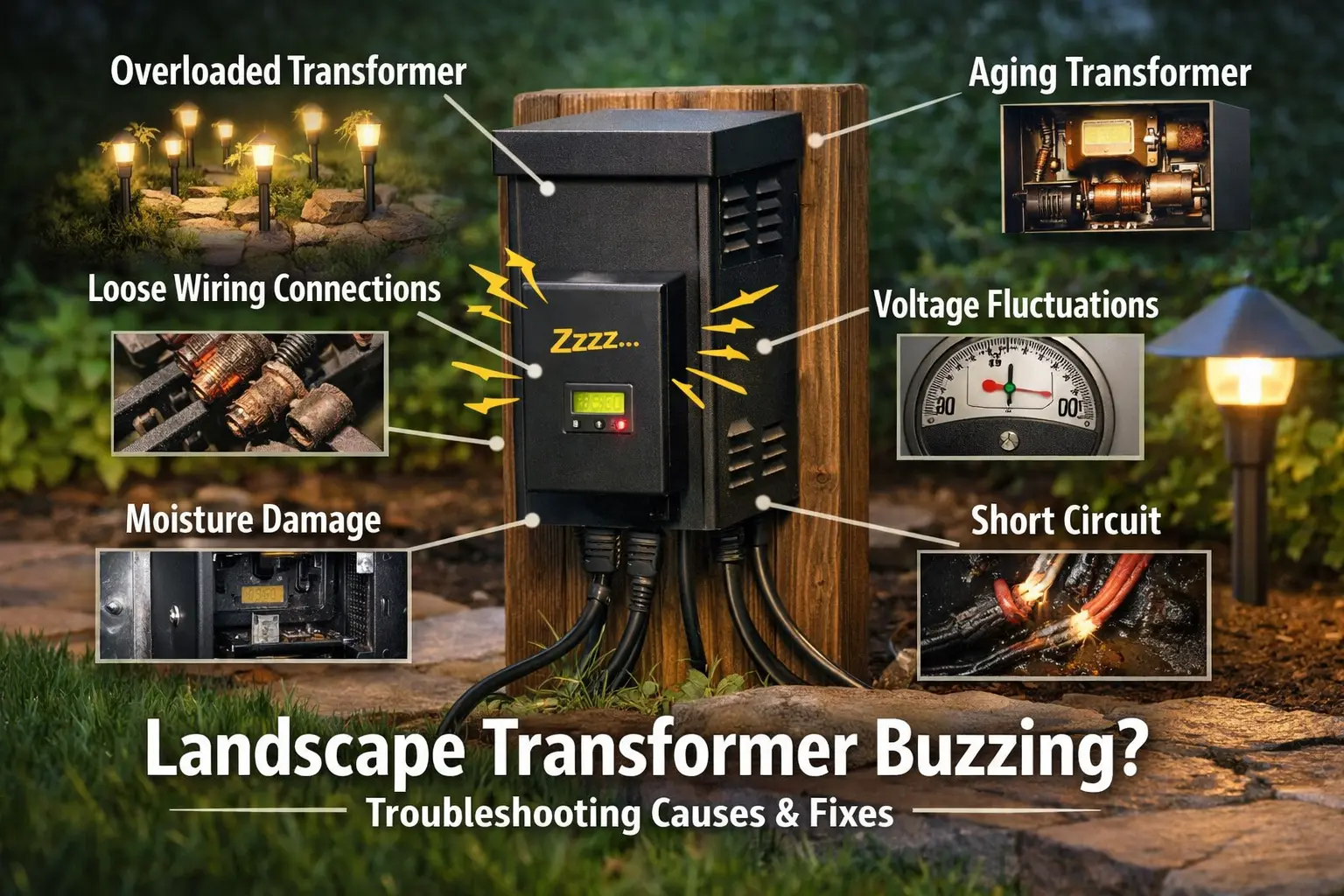 landscape lighting transformer buzzing in outdoor low voltage lighting system