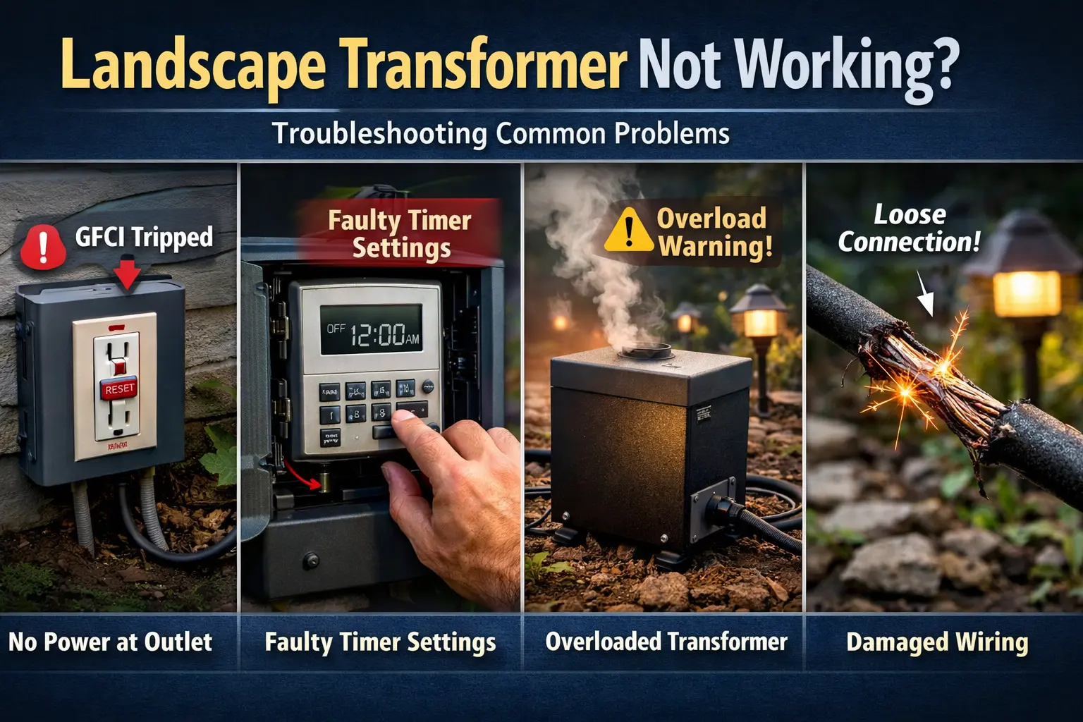 landscape lighting transformer not working in outdoor low voltage lighting system