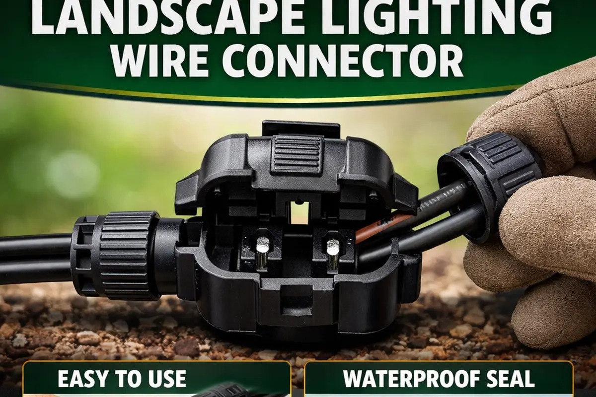 Low voltage landscape lighting wire connectors with outdoor cable and waterproof connection points