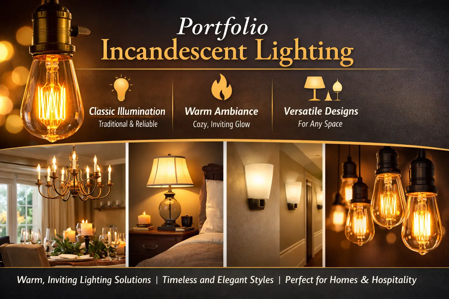 Portfolio incandescent lighting fixtures for bedrooms, bathrooms, dining rooms, hallways, and decorative indoor spaces