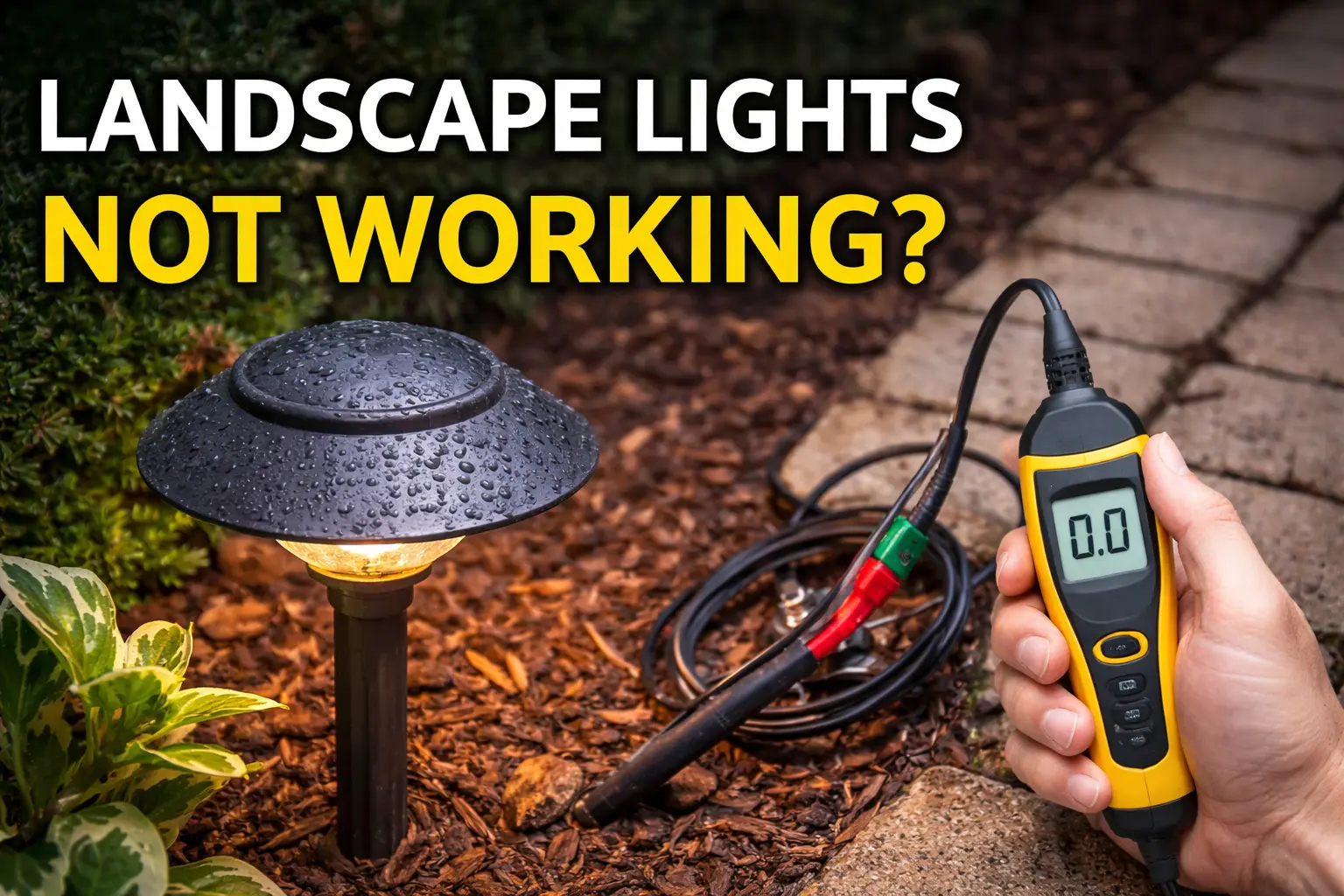 Portfolio landscape lights not working with outdoor path lights, low voltage wiring, transformer, and landscape lighting troubleshooting