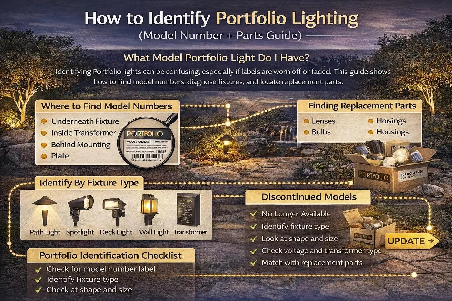 Portfolio Lighting Model 0394866 Manual & Parts Guide: 6-Light Kit, Transformer Load and Repair Logic