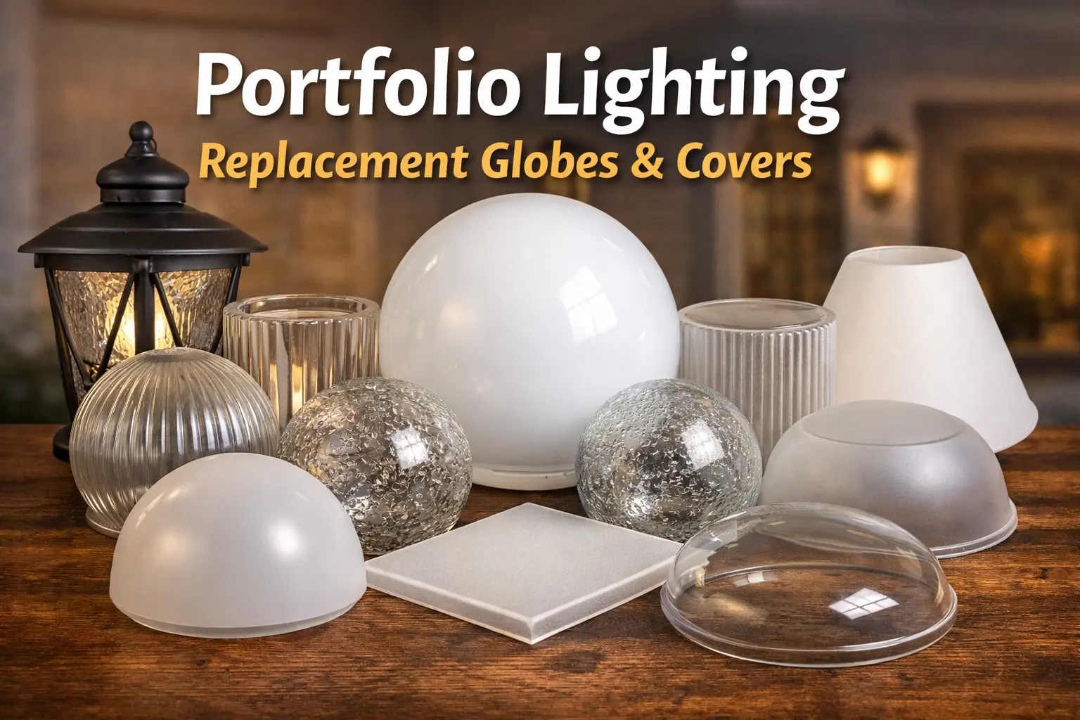 Portfolio lighting replacement globes and covers including glass shades and fixture lens covers