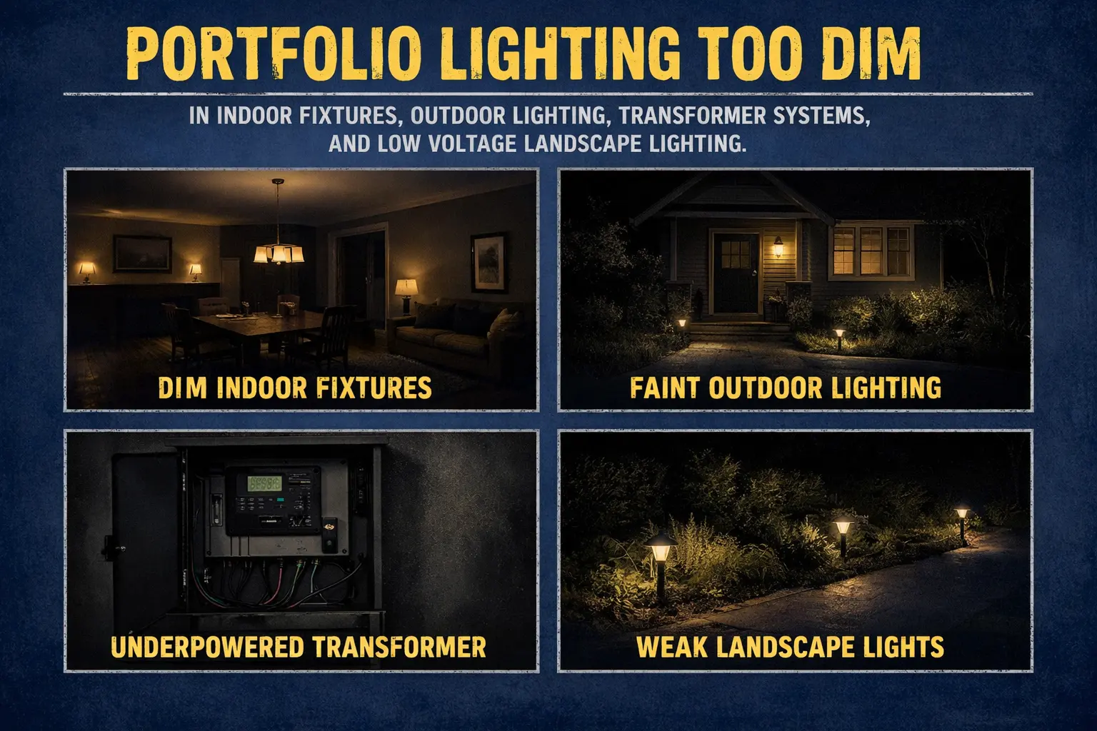 Portfolio lighting too dim in indoor fixtures, outdoor lighting, transformer systems, and low voltage landscape lighting