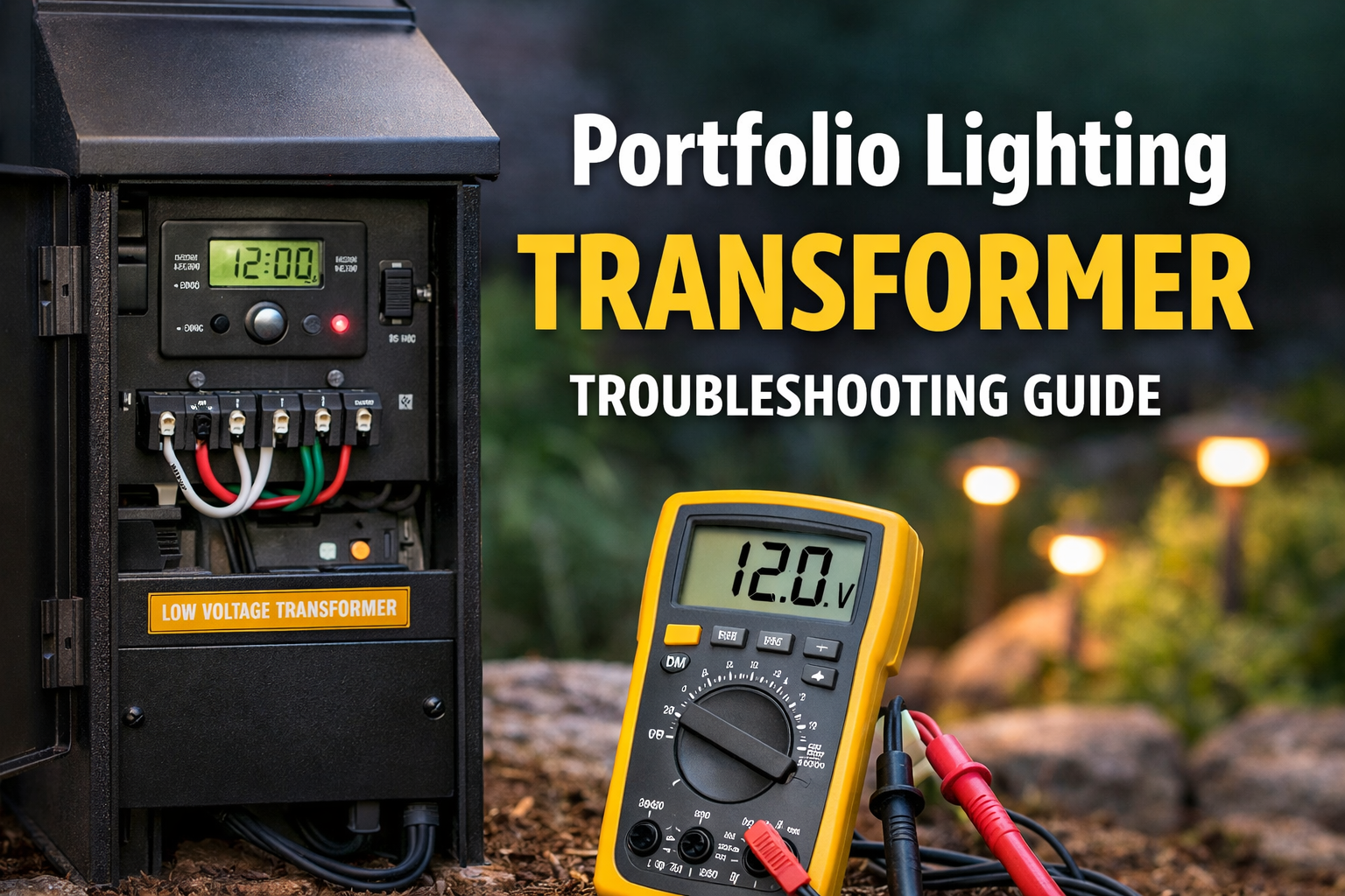Portfolio low voltage transformer being reset for outdoor landscape lighting