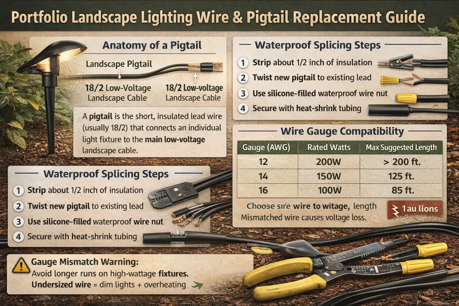 Portfolio lighting wire replacement and pigtail repair guide