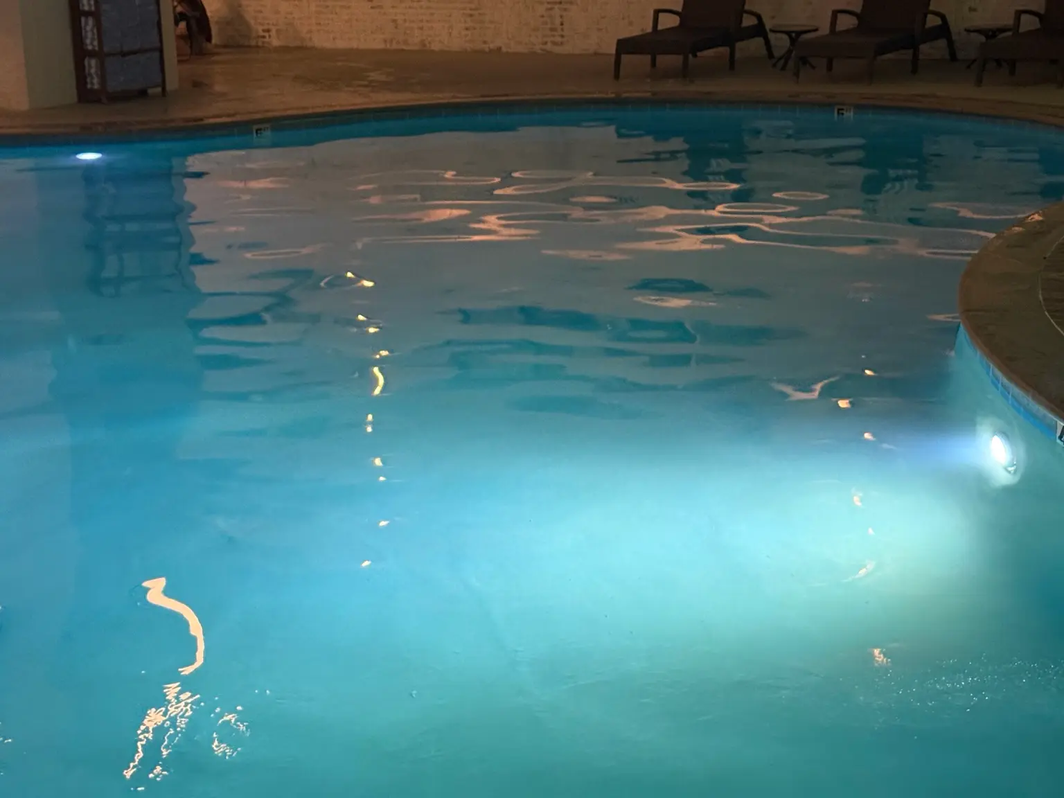 Underwater pool light showing beam spread, water reflection, and fixture placement in a swimming pool